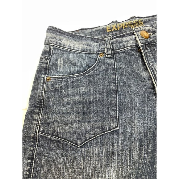 Express Jeans Women’s Denim Shorts 6 Blue 4-Pocket Zip & Button Stretchy - Picture 9 of 16